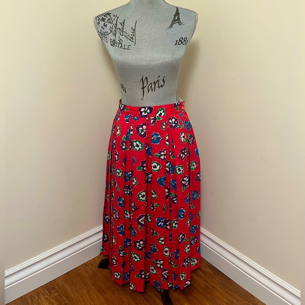 Vintage Alexon Pink Floral Midi Skirt, Size 14